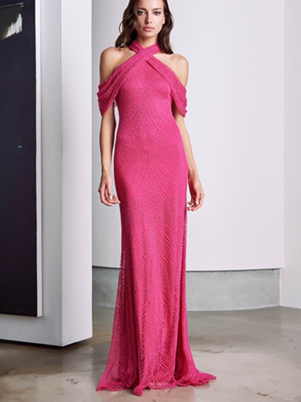 Tadashi Shoji Pink Gown Red Carpet Formal Wedding Guest Glam Dress
| Size 0